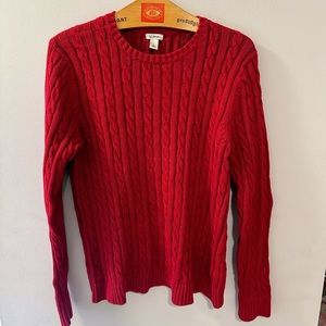 L.L. Bean women's size large red cable knit 100% cotton sweater